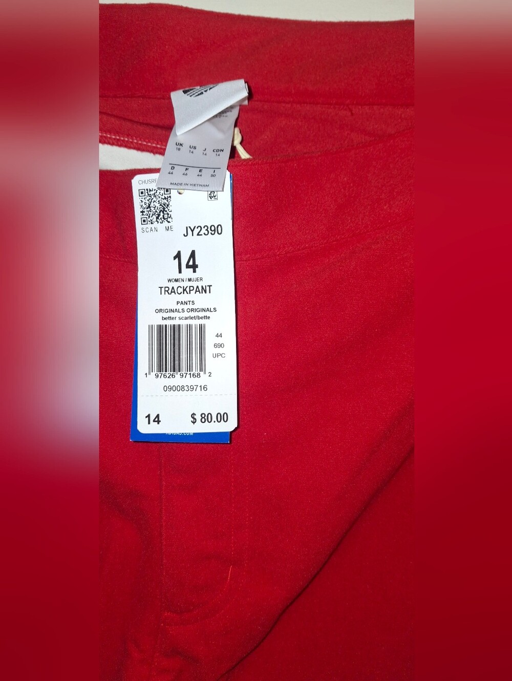 adidas Red Women's Trackpant - Size 14